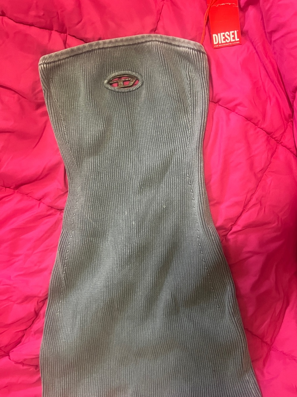 Diesel Strapless Ribbed Mini Dress - Gray - Picture 2 of 2